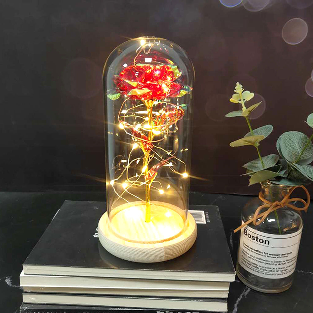 Celeste – Immortal Simulation Roos met Glazen Deksel en Luminous LED Ornament