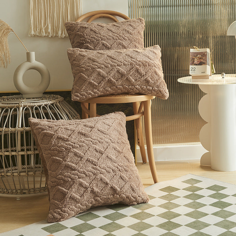 Aurora – Geometrisch Drie-dimensionaal Pluche Kussenhoes voor de Woonkamer
