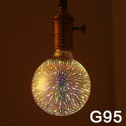 Zephyr – LED Lichtbulb 3D Decoratie Bulb Vuurwerk 110 220V ST64 G95 G80 G125 A60 Fles Hart Feestverlichting Noviteit Kerstlamp