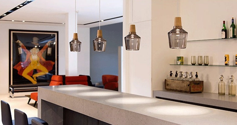 Orion – Moderne Hanglamp van Glas met Houten Vintage Stijl voor Café, Bar en Restaurant