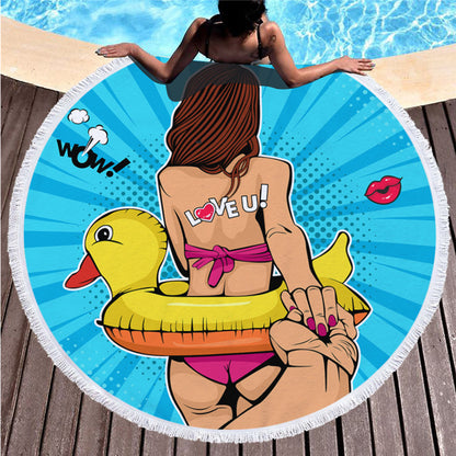 Brio – Ronde Geprinte Strandhanddoek Sjaal
