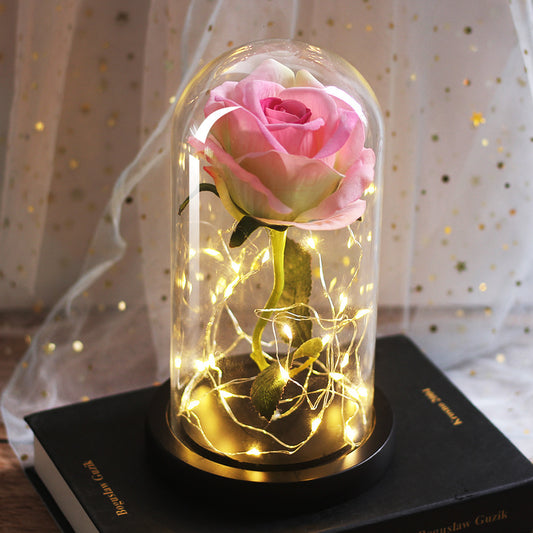 Celeste – Immortal Simulation Roos met Glazen Deksel en Luminous LED Ornament
