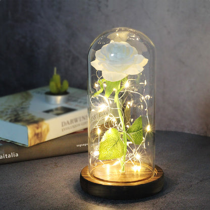 Celeste – Immortal Simulation Roos met Glazen Deksel en Luminous LED Ornament