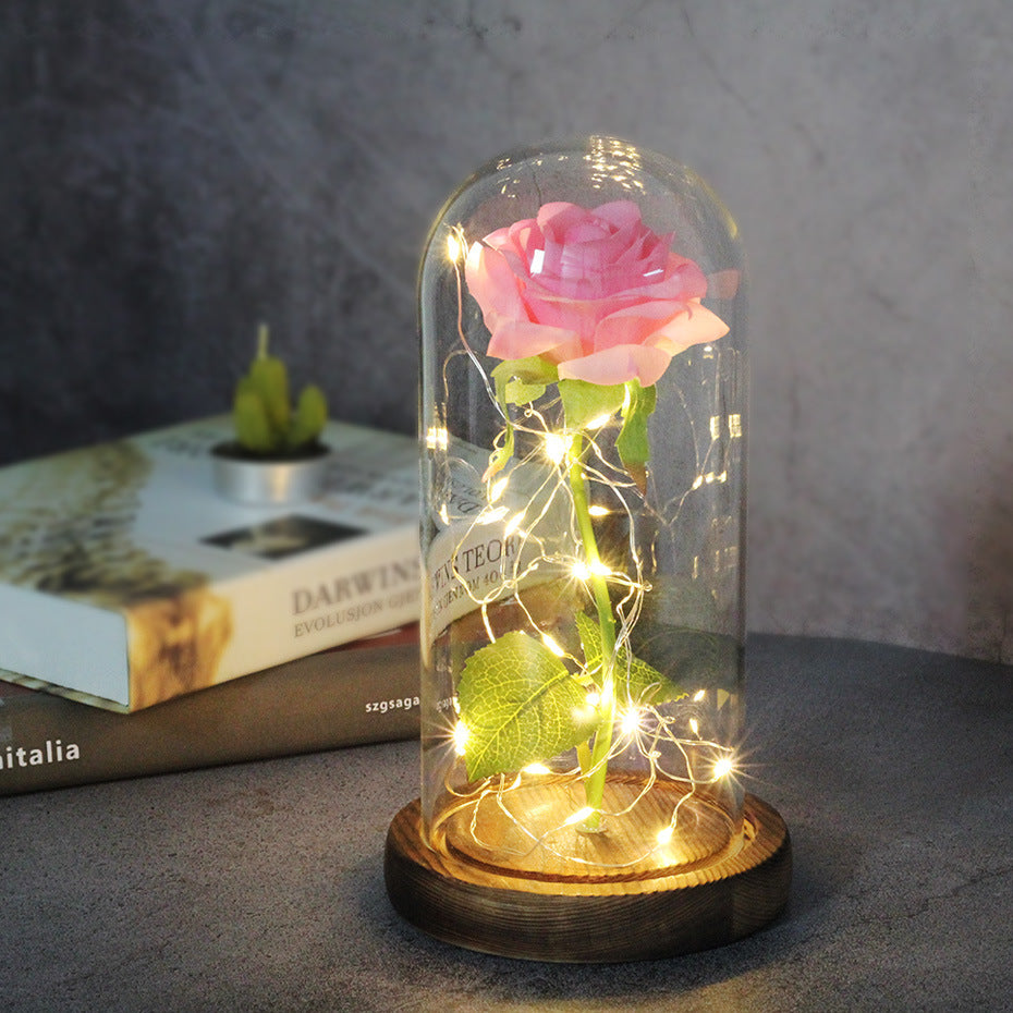 Celeste – Immortal Simulation Roos met Glazen Deksel en Luminous LED Ornament