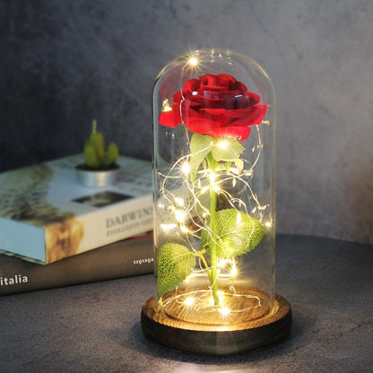 Celeste – Immortal Simulation Roos met Glazen Deksel en Luminous LED Ornament