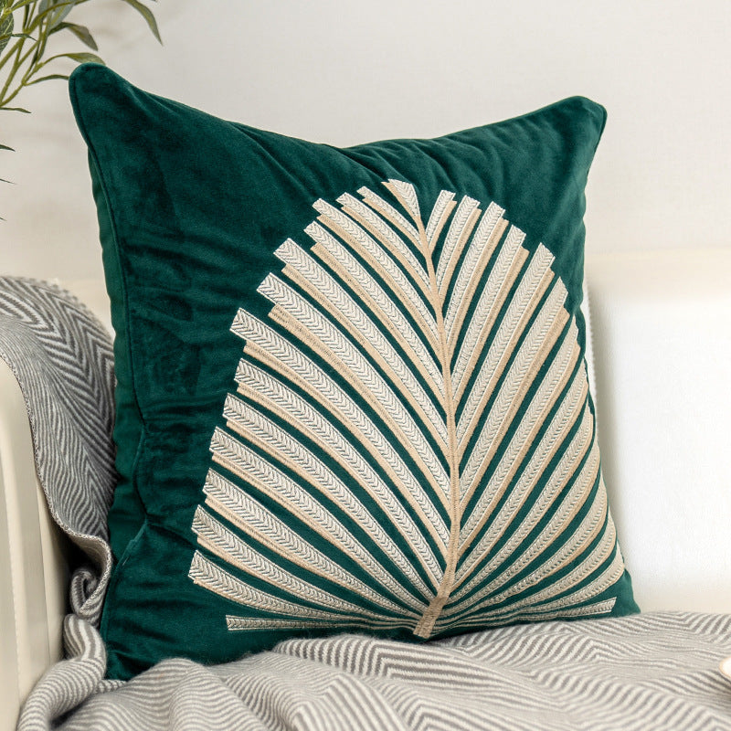 Elowen – Modern en Luxe Kussen met Bladmotief van Nederlandse Flanel