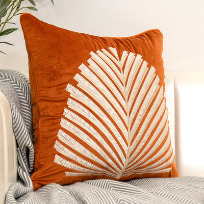Elowen – Modern en Luxe Kussen met Bladmotief van Nederlandse Flanel