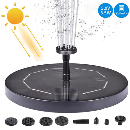 Zonne-energie Vogelbad Fonteinpomp – 1.5W Zwevende Waterpomp met 4 Spuitkoppen voor Tuin, Vijver & Buiteninrichting