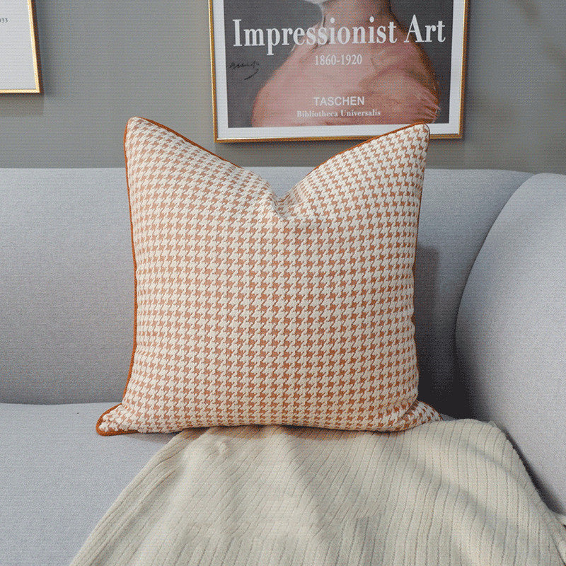 Haven – Luxe Oranje Houndstooth Kussen Modern Minimalistisch Scandinavisch Sofa Kussen Ontwerpers Kussen
