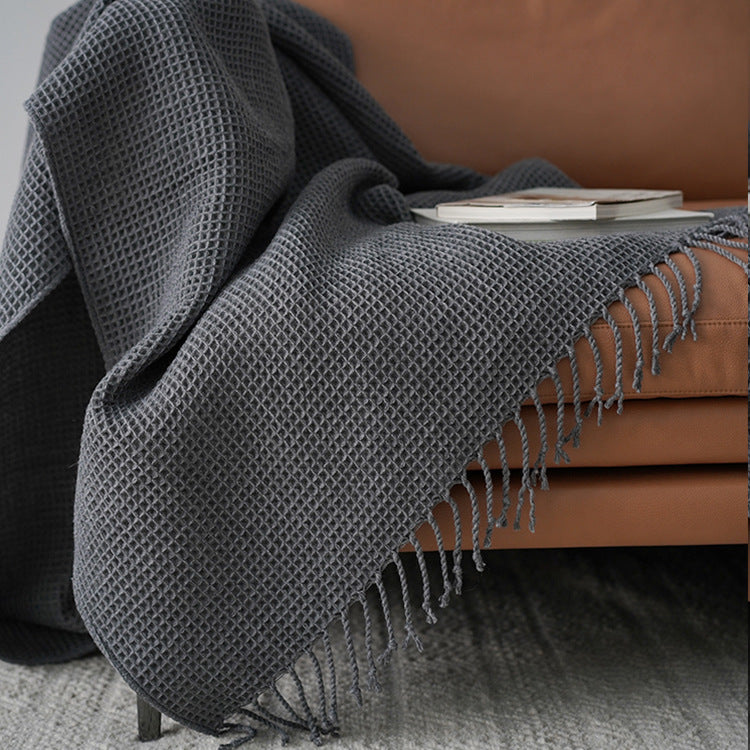 Amara – Effen Kleur Dekentje, Sofa, Decoratieve Dekens, Donkergrijs