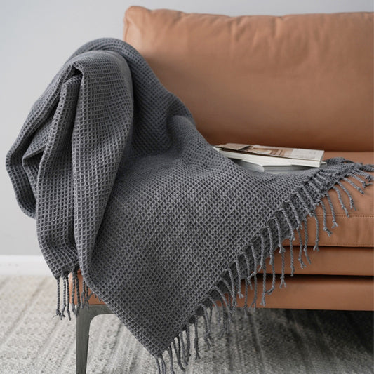 Amara – Effen Kleur Dekentje, Sofa, Decoratieve Dekens, Donkergrijs