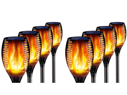 Zonne-oplaadbare Vlammende Tuinfakkels – LED Tiki Lampen, IP65 Waterdicht, Metaal (1/4/8 Stuks)