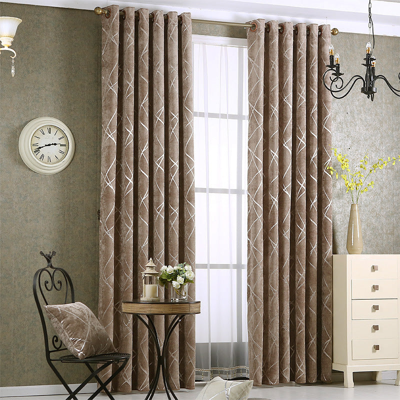Verve – Effen Kleur Eenvoudige Moderne Luxe Chenille Zwart-out Gordijnen