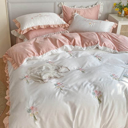 Cosmo – Luxe Washed Silk Bed Vierdelige Beddeken Set