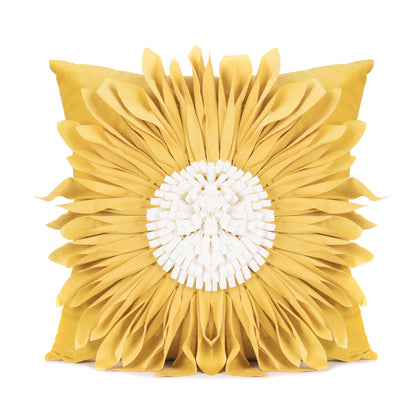 Ambrose – Moderne Stijl Witte Sierkussens met Fluwelen Stiksel en 3D Chrysant Motief