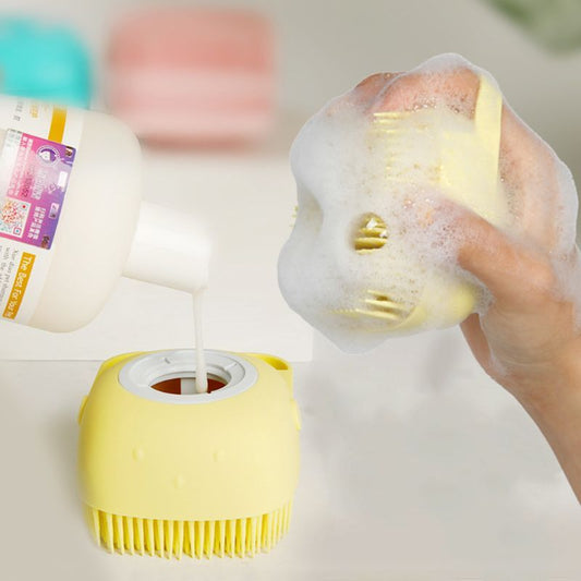 Eleonora – Zachte Siliconen Harenborstel voor Huisdieren met Shampoo Dispenser