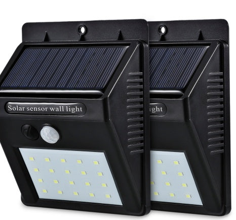 20 LED Zonne-wandlamp met Bewegingssensor – 1200mAh Batterij, IP65 Waterdicht, Buitenlamp
