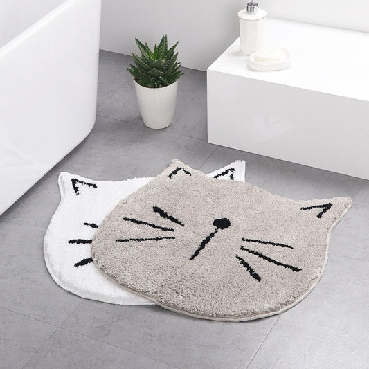 Thalassa – Absorberende Badmat met Schattige Kat in Nordic Stijl