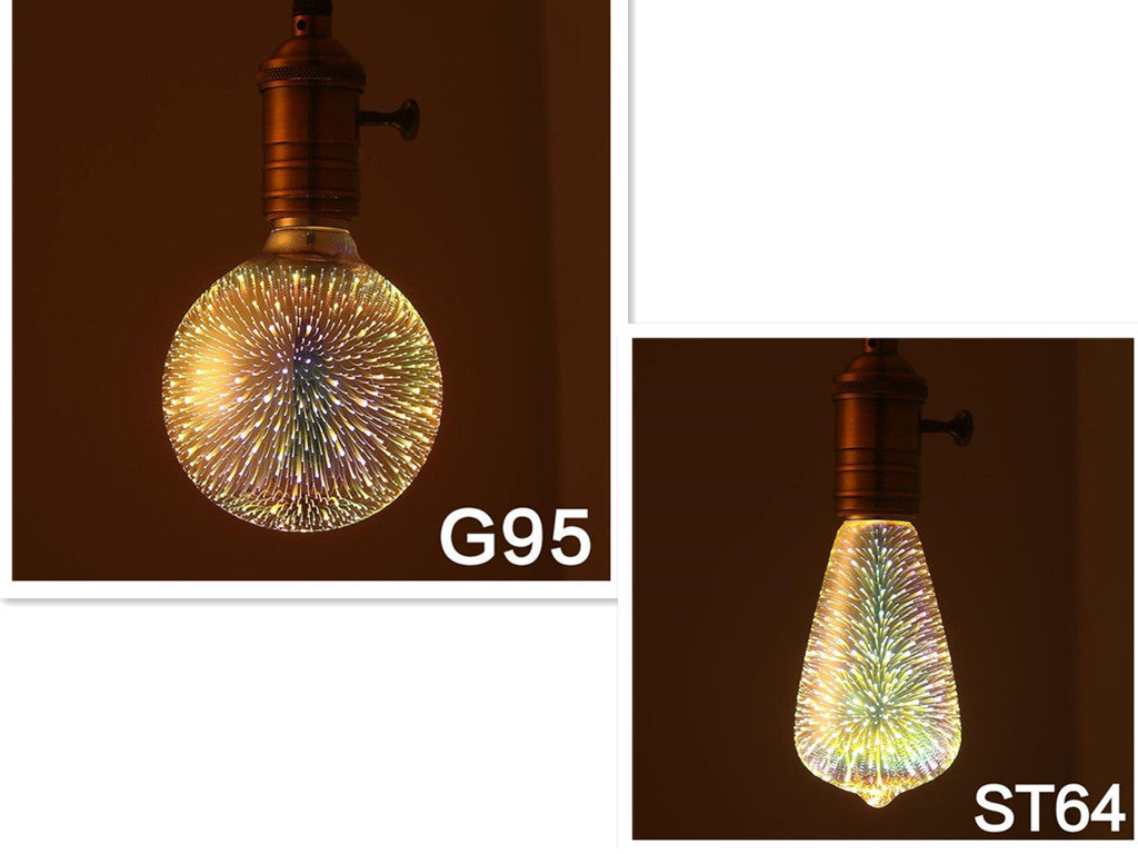 Zephyr – LED Lichtbulb 3D Decoratie Bulb Vuurwerk 110 220V ST64 G95 G80 G125 A60 Fles Hart Feestverlichting Noviteit Kerstlamp