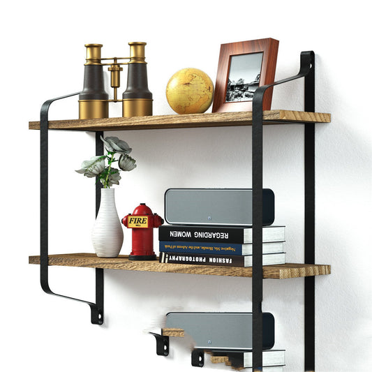 Haven – Solid Houten Wandplank met Gietijzeren Beugel