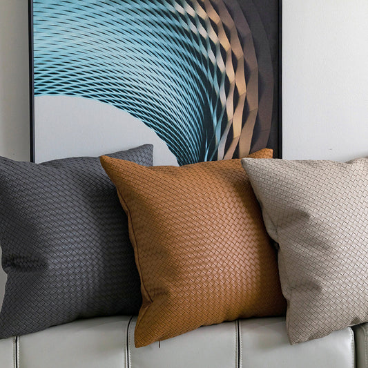 Eleonora – Geweven Textuur PU Leren Kussenhoes