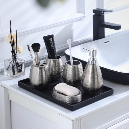 Isolde – Handgefertigde Retro Geborstelde Keramische Vijfdelige Badkamer Toilet Set