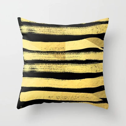 Haven – Geometrisch Abstract Geel Zwart Kussenhoes voor Sofa