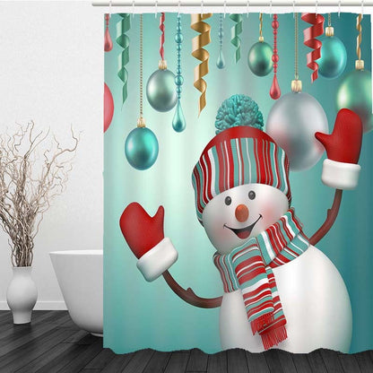 Aurora – Waterdichte 3D Kerstman Gedrukte Douchegordijn voor Badkamerdecor