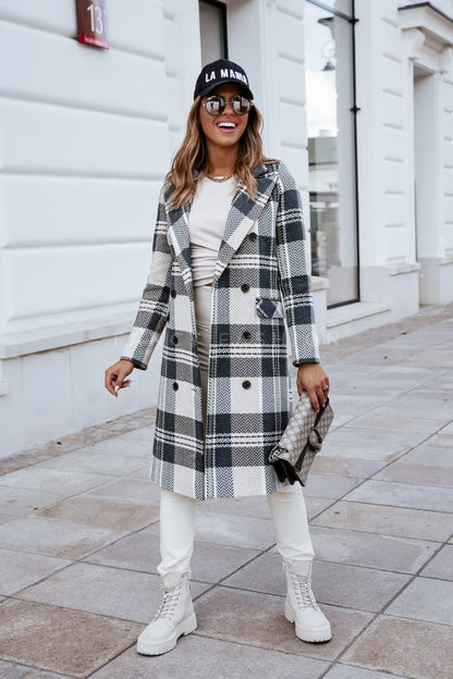 Isidore – Mode Plaid Wol Coat