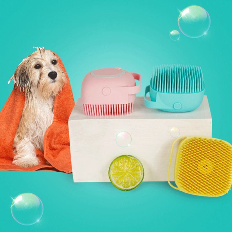 Eleonora – Zachte Siliconen Harenborstel voor Huisdieren met Shampoo Dispenser