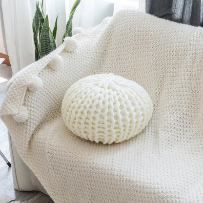 Magdalene – Handgeweven Dikke Wol Kussen, Creatieve Ronde Futon
