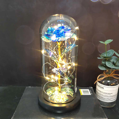 Celeste – Immortal Simulation Roos met Glazen Deksel en Luminous LED Ornament