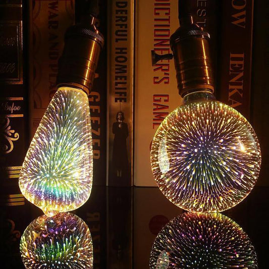 Zephyr – LED Lichtbulb 3D Decoratie Bulb Vuurwerk 110 220V ST64 G95 G80 G125 A60 Fles Hart Feestverlichting Noviteit Kerstlamp