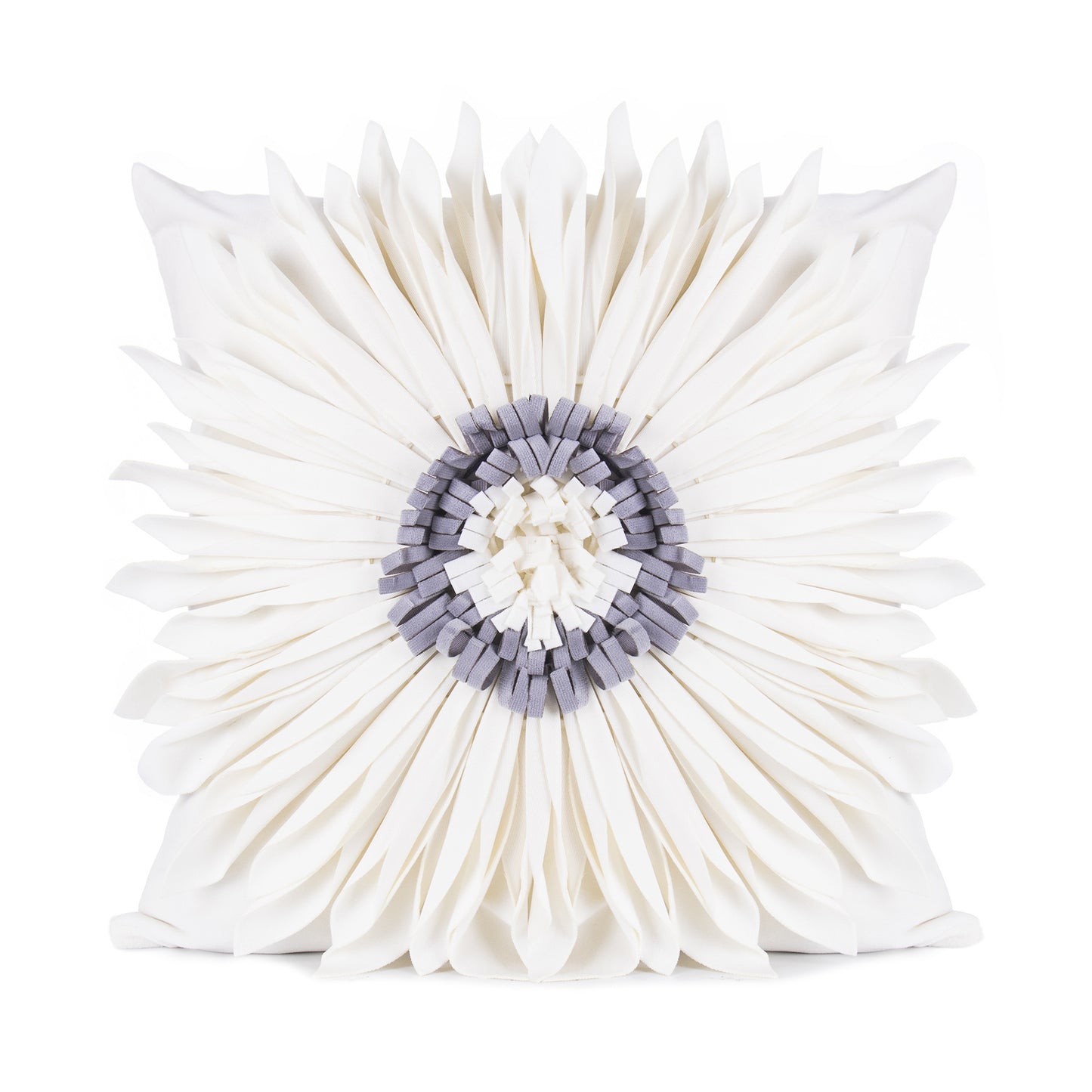 Ambrose – Moderne Stijl Witte Sierkussens met Fluwelen Stiksel en 3D Chrysant Motief