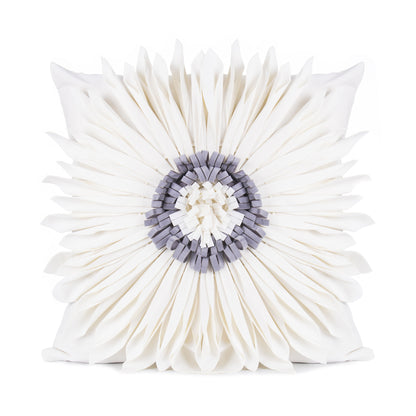 Ambrose – Moderne Stijl Witte Sierkussens met Fluwelen Stiksel en 3D Chrysant Motief