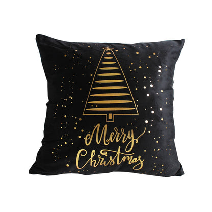 Celeste – Pluche Kussenhoes met Kerstboom op Zwarte Achtergrond
