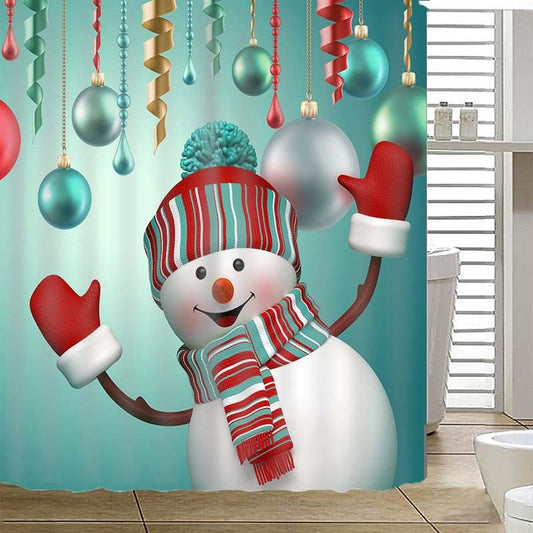 Aurora – Waterdichte 3D Kerstman Gedrukte Douchegordijn voor Badkamerdecor