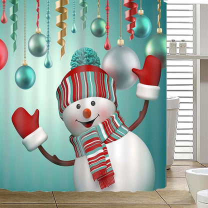 Aurora – Waterdichte 3D Kerstman Gedrukte Douchegordijn voor Badkamerdecor