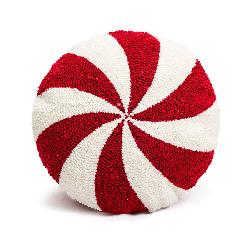Persephone – Decoratieve Rode Kerst Snoeppop Kussen