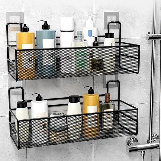 Lysandra – Wandgemonteerde Badkamershelf Zonder Boren voor Shampoo en Toiletaccessoires