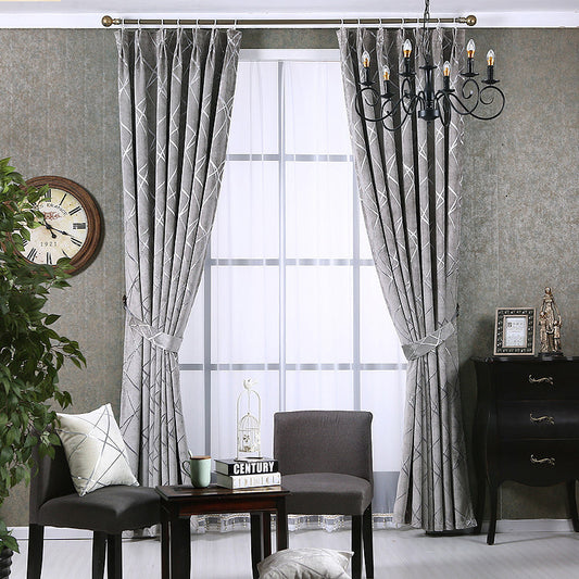 Verve – Effen Kleur Eenvoudige Moderne Luxe Chenille Zwart-out Gordijnen