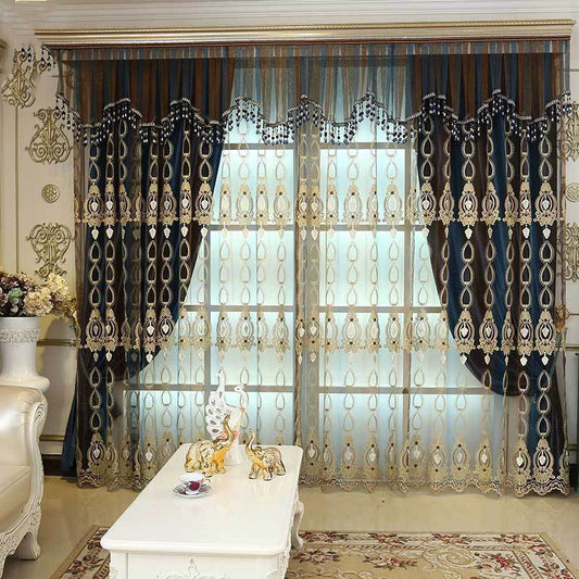 Lysander – Luxe Geëmbosseerde Geborduurde Raamdecoratie voor Woonkamer en Slaapkamer