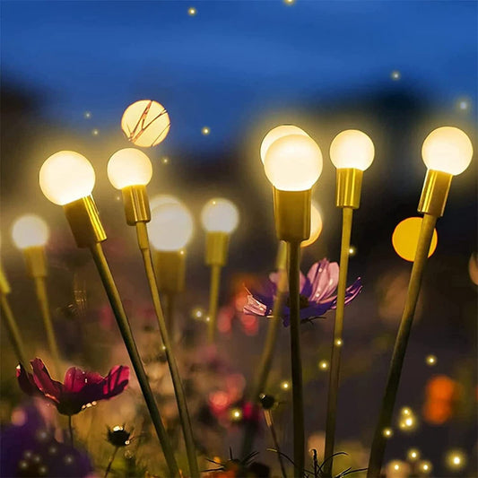 Zwevende Zonne Firefly Tuinlamp – 6-Kops LED, IP65 Waterdicht, Warm Licht & RGB, Tuinverlichting
