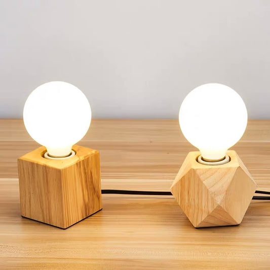 Raphael – Houten Tafellamp Houder met Hangende Draad