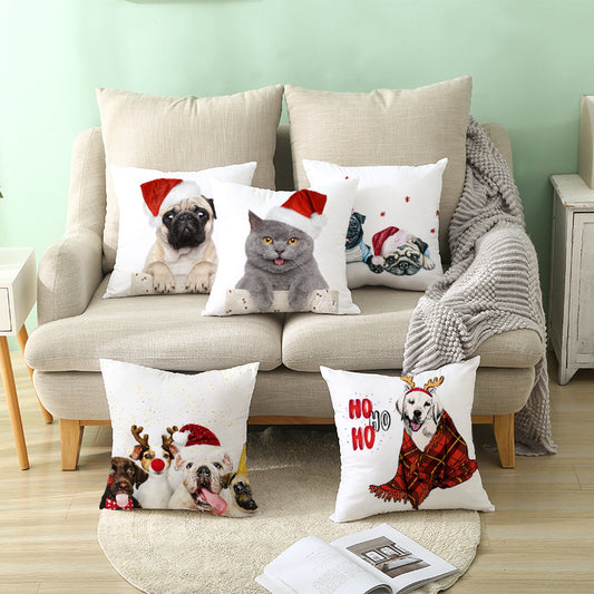 Odette – Kussenhoes van Perzikhuid Stof met Kerstprint